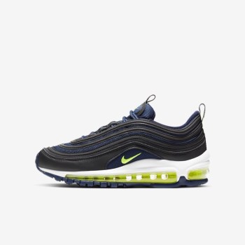 Nike Air Max 97 - Nagyobb Gyerek Air Max Trainers - Fekete/Sötétkék/Fehér/Citrom